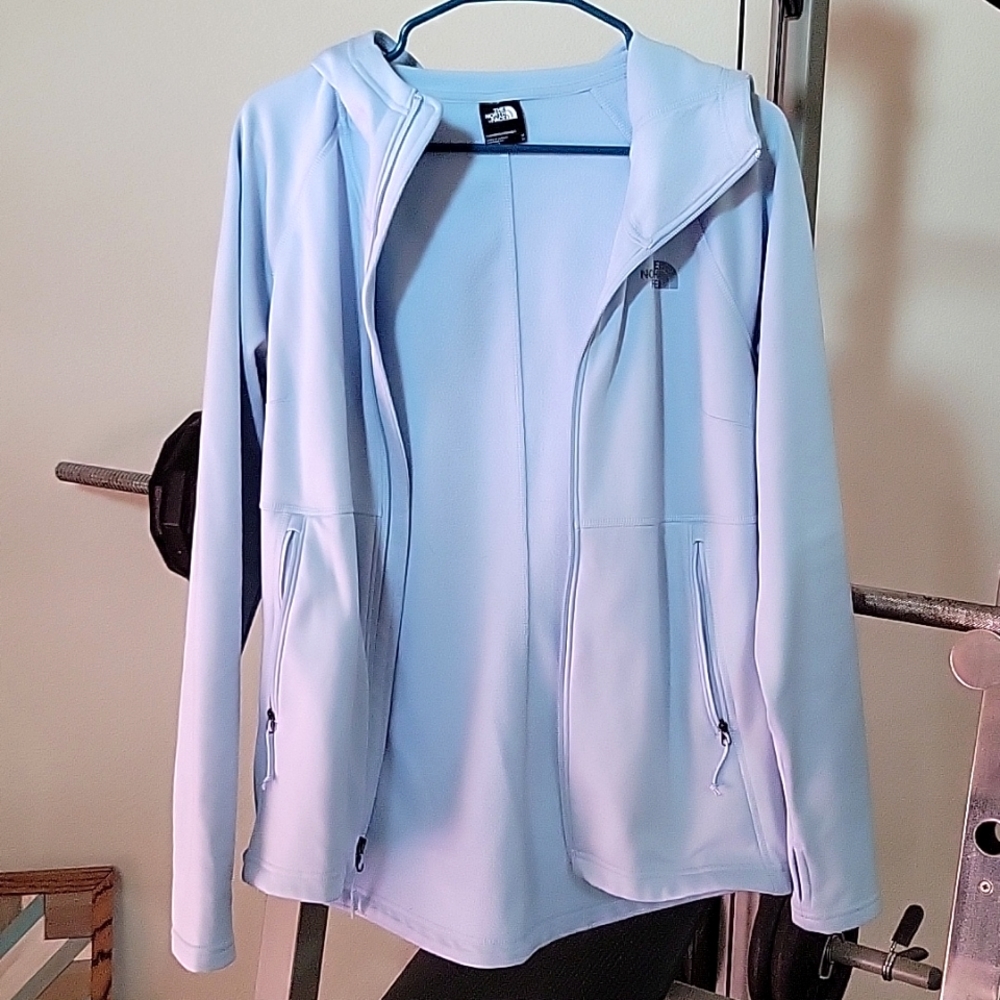 The North Face blue hoodie jacket